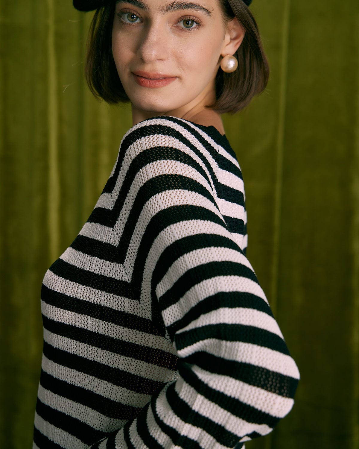 The Black Striped Flare Sleeve Mini Dress - Threadford