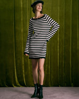 The Black Striped Flare Sleeve Mini Dress - Threadford