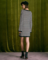 The Black Striped Flare Sleeve Mini Dress - Threadford