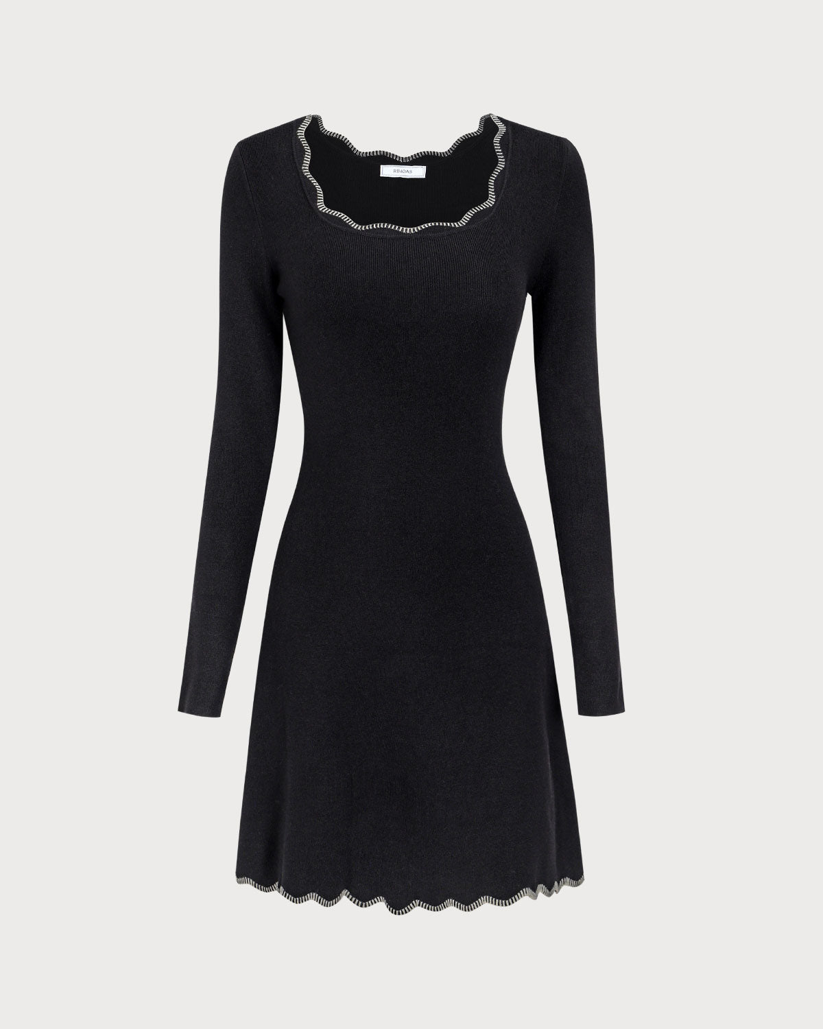 Women's Black Contrasting Knit Mini Dress - Threadford