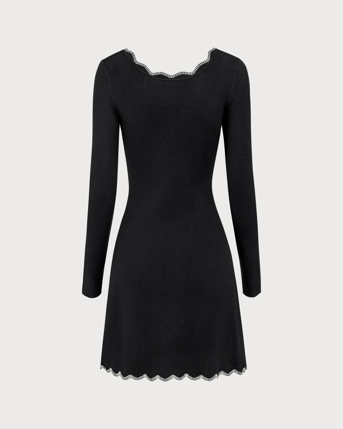 Women's Black Contrasting Knit Mini Dress - Threadford