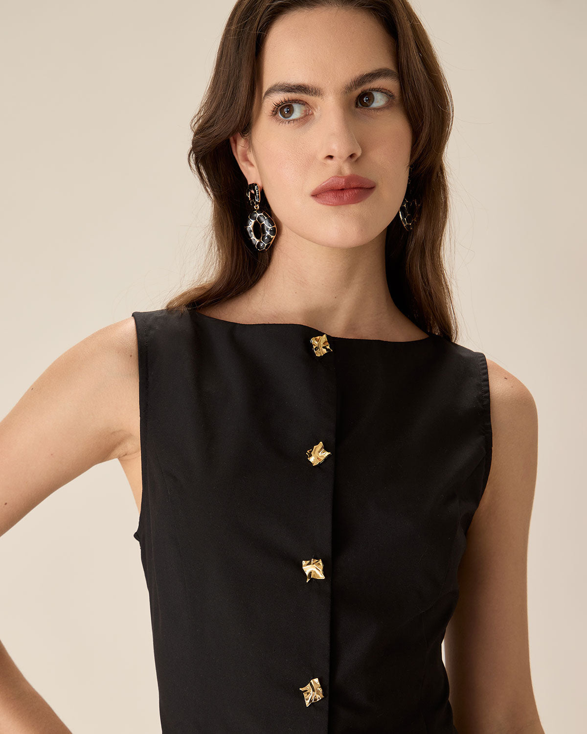 Black Boat Neck Pleated Mini Dress - Threadford