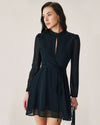 Black Chiffon Wrap Mini Dress - Threadford