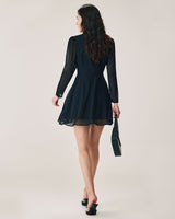 Black Chiffon Wrap Mini Dress - Threadford