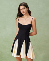 Black Contrast Slip Mini Dress - Threadford