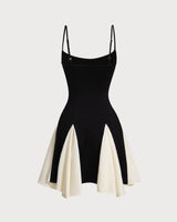 Black Contrast Slip Mini Dress - Threadford