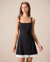 Black Contrasting Bowknot Slip Mini Dress - Threadford