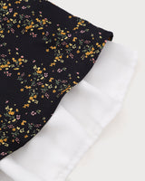 Black Contrasting Puffed Sleeve Mini Dress - Threadford