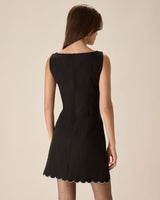 Black Contrasting Sleeveless Mini Dress - Threadford