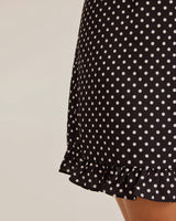 Black Polka Dot V-Neck Mini Dress - Threadford