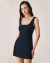 Black Textured Slip Mini Dress - Threadford
