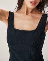 Black Textured Slip Mini Dress - Threadford