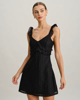 Black V Neck A-Line Slip Mini Dress - Threadford