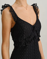 Black V Neck A-Line Slip Mini Dress - Threadford