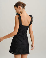 Black V Neck A-Line Slip Mini Dress - Threadford