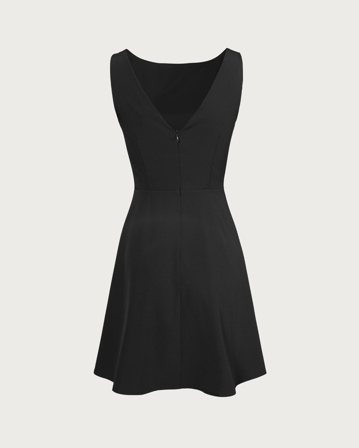 The Black Boat Neck High Waisted Mini Dress - Threadford