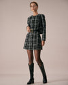 The Black Crew Neck Plaid A-Line Mini Dress - Threadford