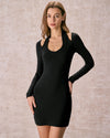 The Black Halter Hollow Out Mini Dress - Threadford