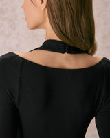 The Black Halter Hollow Out Mini Dress - Threadford