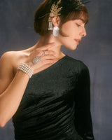 The Black One Shoulder Lurex Velvet Mini Dress - Threadford