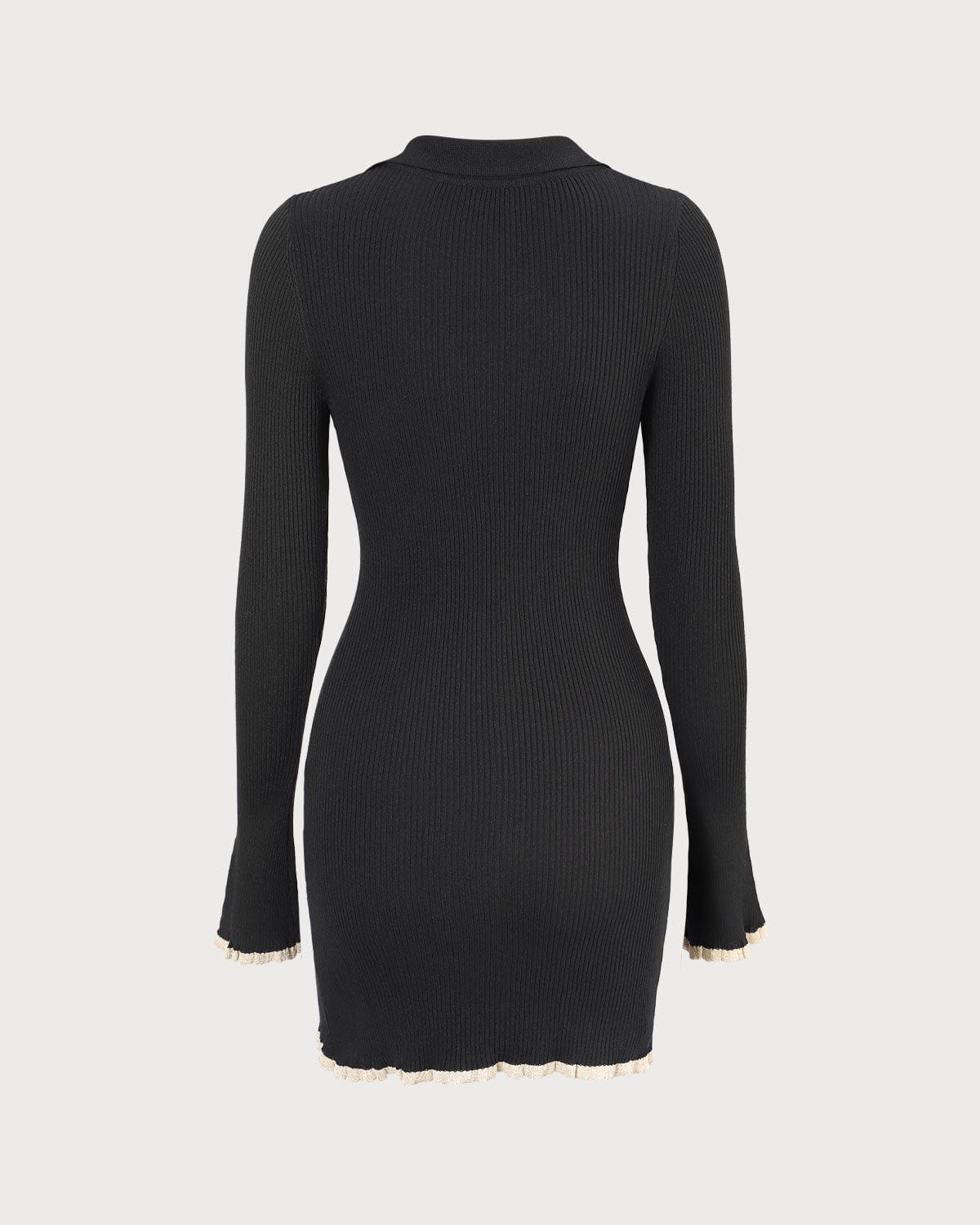 The Black V Neck Contrast Trim Knit Mini Dress - Threadford