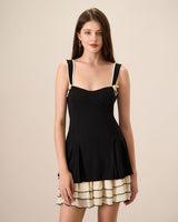 Women's Black Bodycon Knitted Mini Dress - Threadford