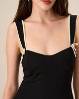 Women's Black Bodycon Knitted Mini Dress - Threadford