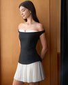 Women's Black Off-shoulder Contrasting Mini Dress - Threadford