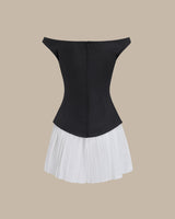 Women's Black Off-shoulder Contrasting Mini Dress - Threadford