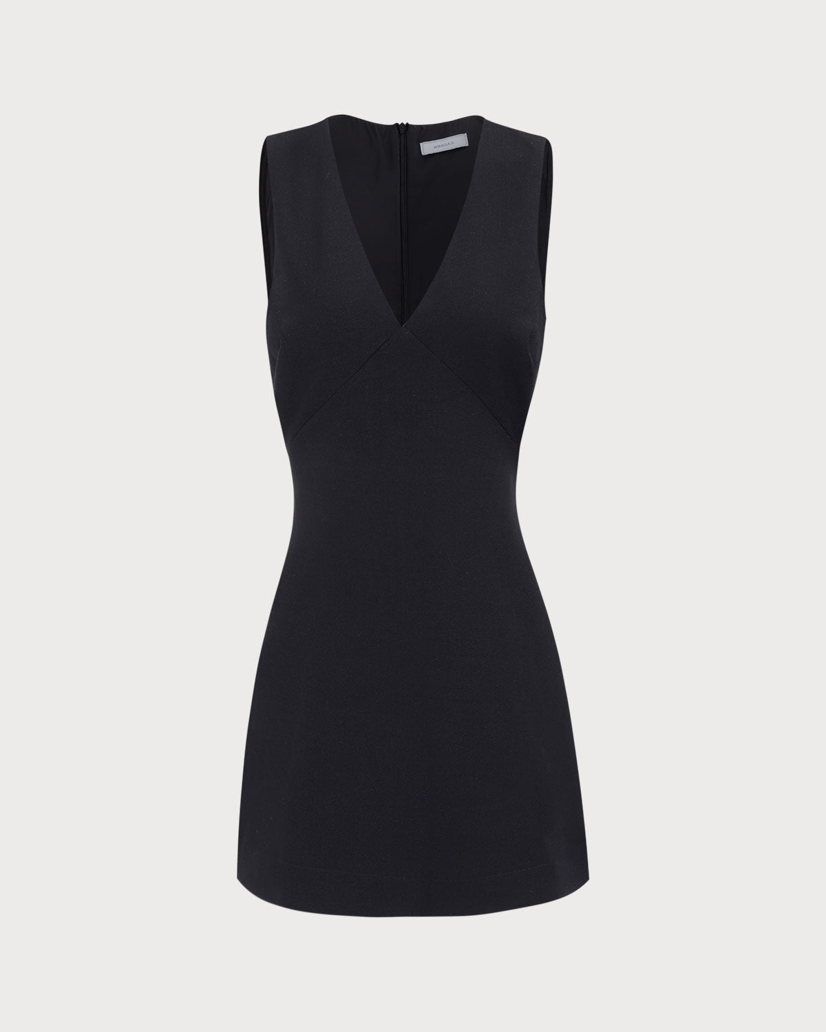 Women's Black V-Neck Sleeveless Mini Dress - Threadford