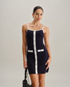Blue Backless Sleeveless Pocket Knitted Mini Dress - Threadford