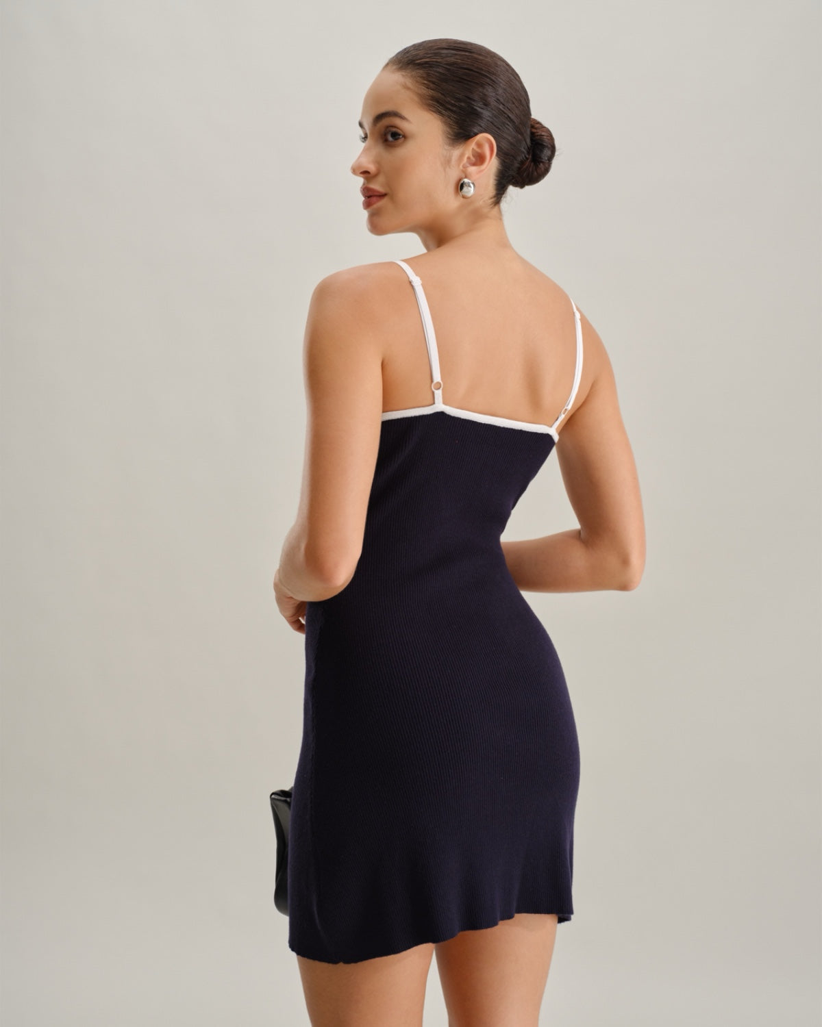 Blue Backless Sleeveless Pocket Knitted Mini Dress - Threadford