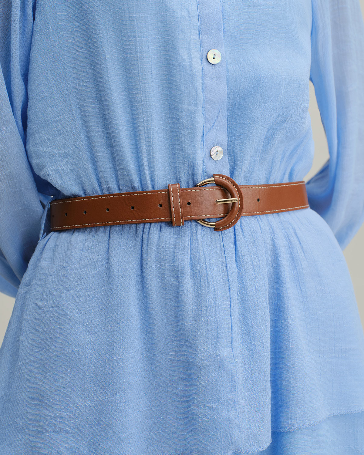 Blue V-Neck Tiered Mini Dress - Threadford