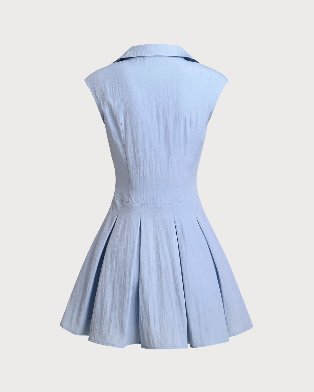 Blue Button A-Line Sleeveless Mini Dress - Threadford