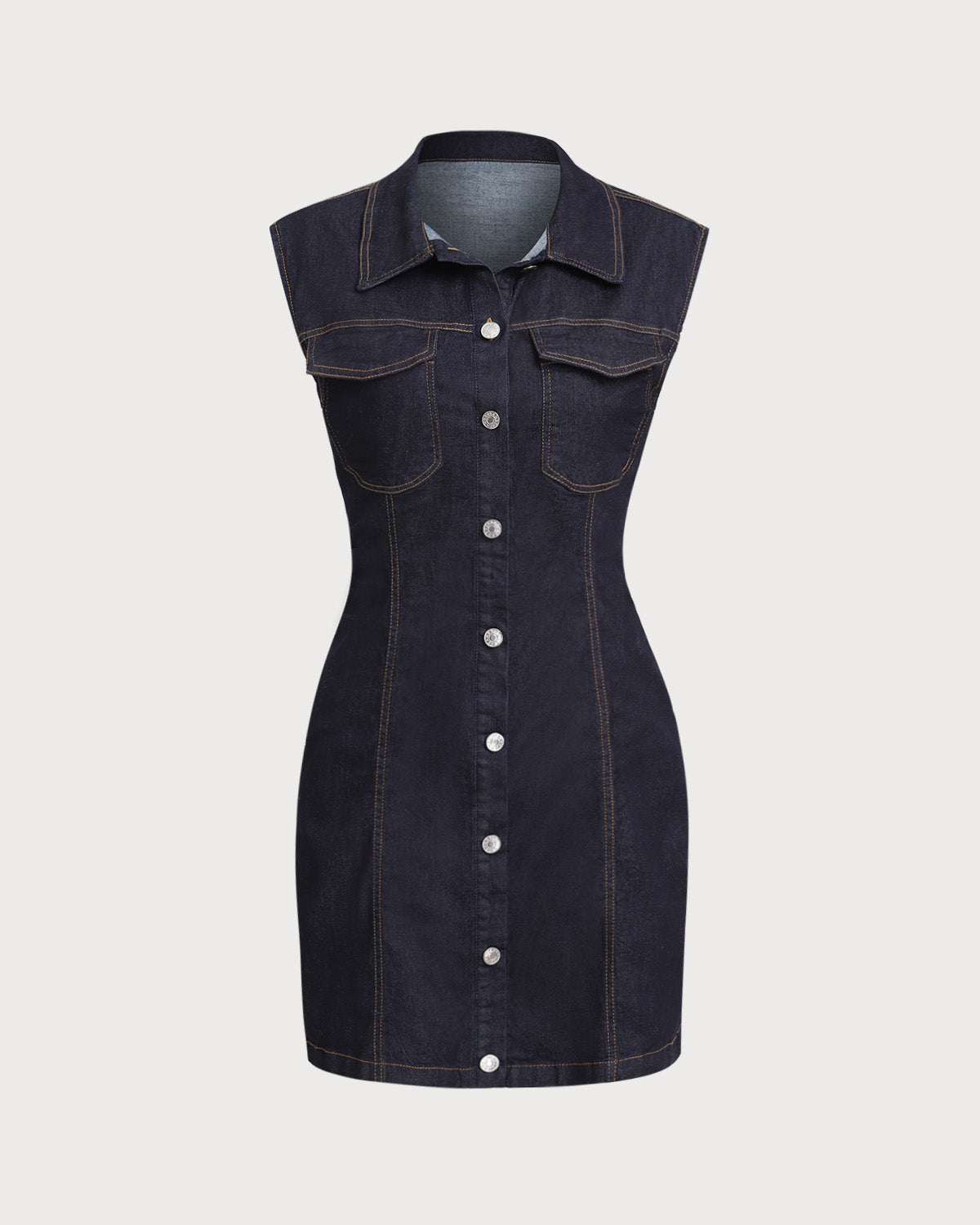 Blue Denim Sleeveless Mini Dress - Threadford