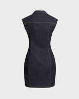 Blue Denim Sleeveless Mini Dress - Threadford