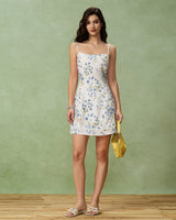 Blue Floral A-Line Slip Mini Dress - Threadford