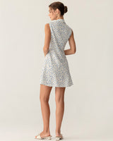 Blue Floral Pocket Sleeveless Mini Dress - Threadford