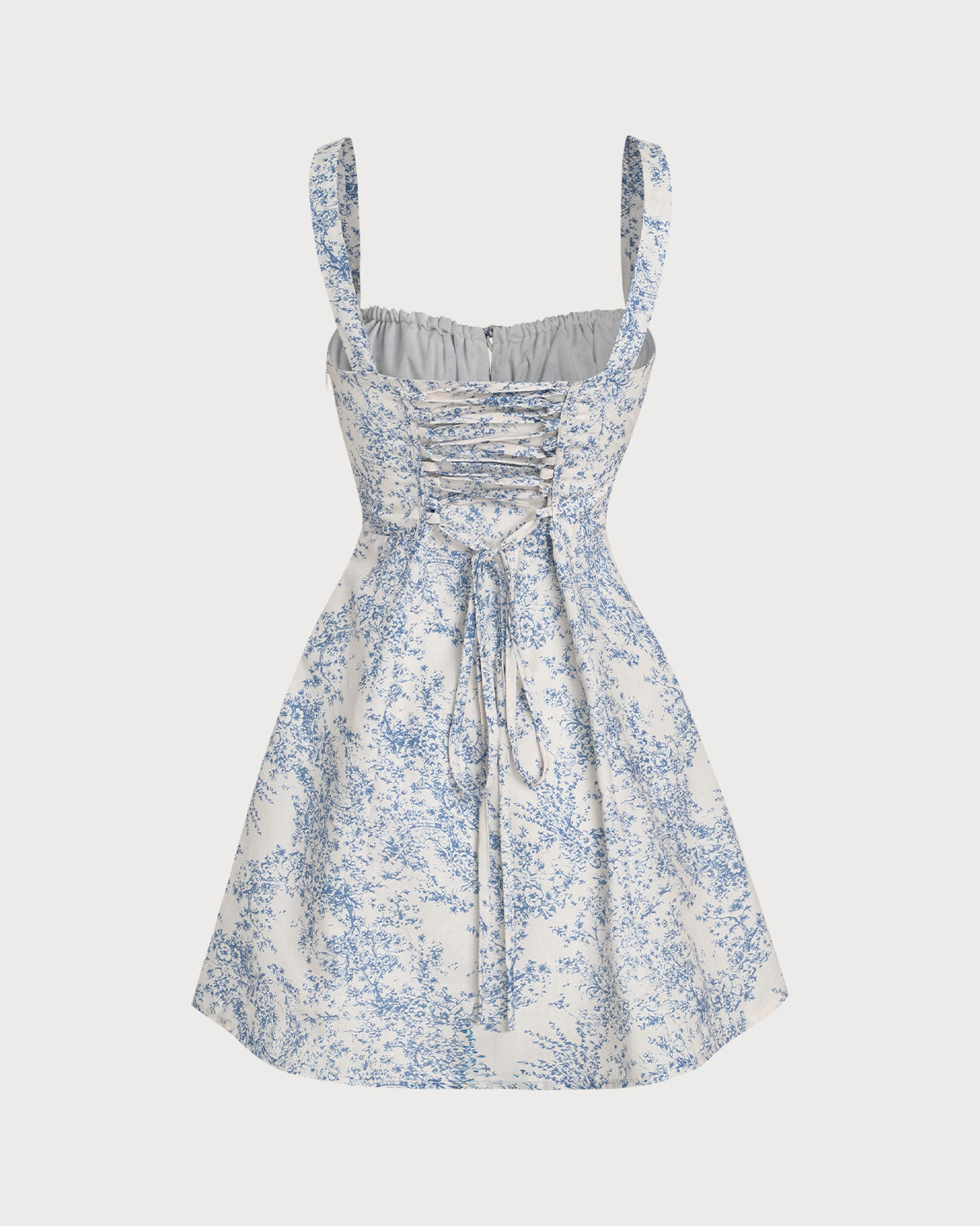 Blue Floral Ruched Slip Corset Mini Dress - Threadford