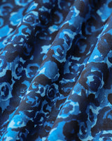 Blue Floral U-Neck Shirred Mini Dress - Threadford