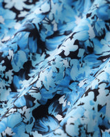 Blue Floral V-Neck Button Mini Dress - Threadford