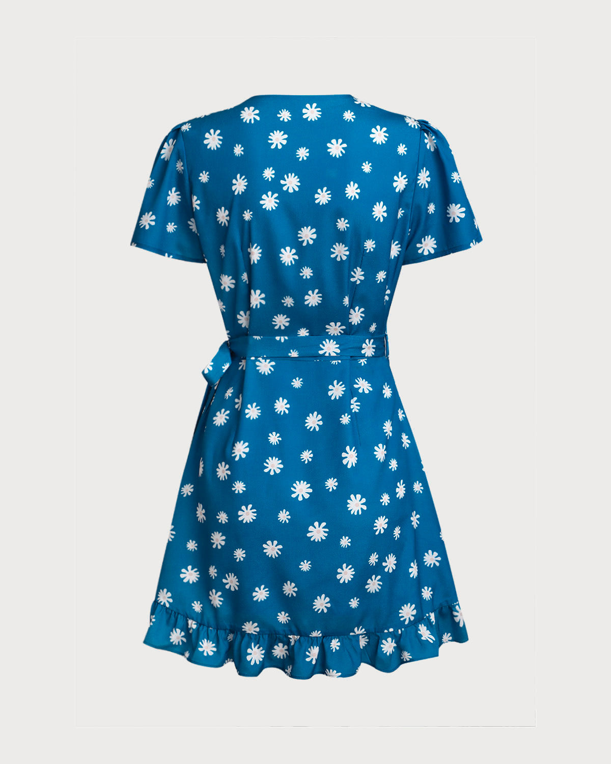 Blue Floral Wrap Mini Dress - Threadford