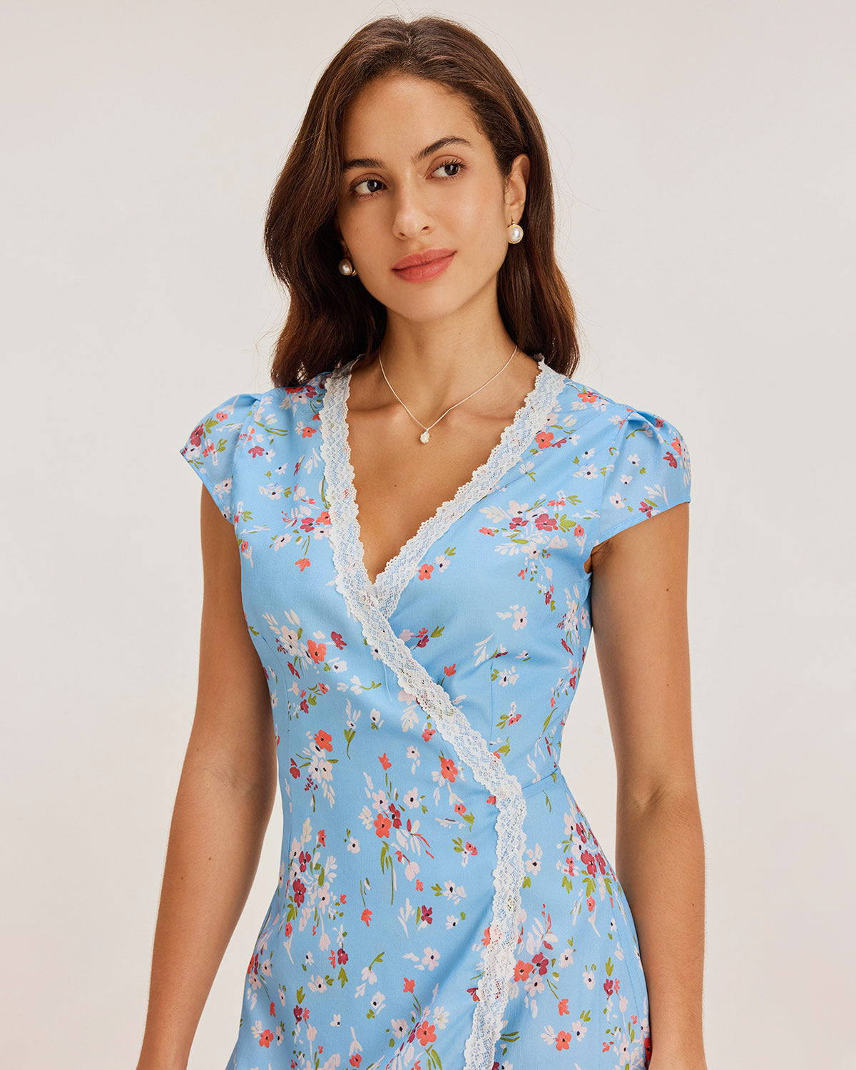 Blue Floral Wrap Mini Dress - Threadford