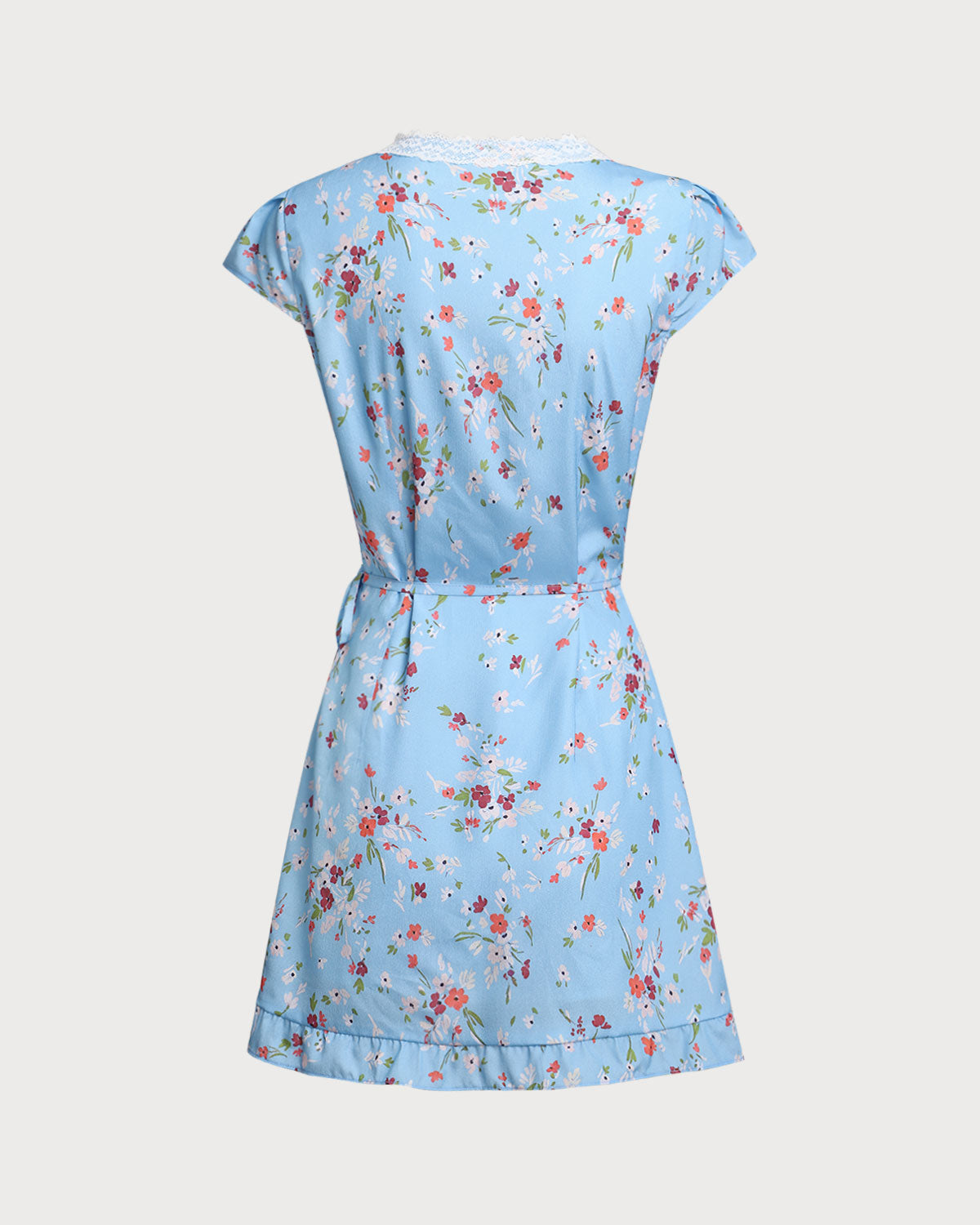 Blue Floral Wrap Mini Dress - Threadford
