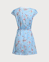 Blue Floral Wrap Mini Dress - Threadford