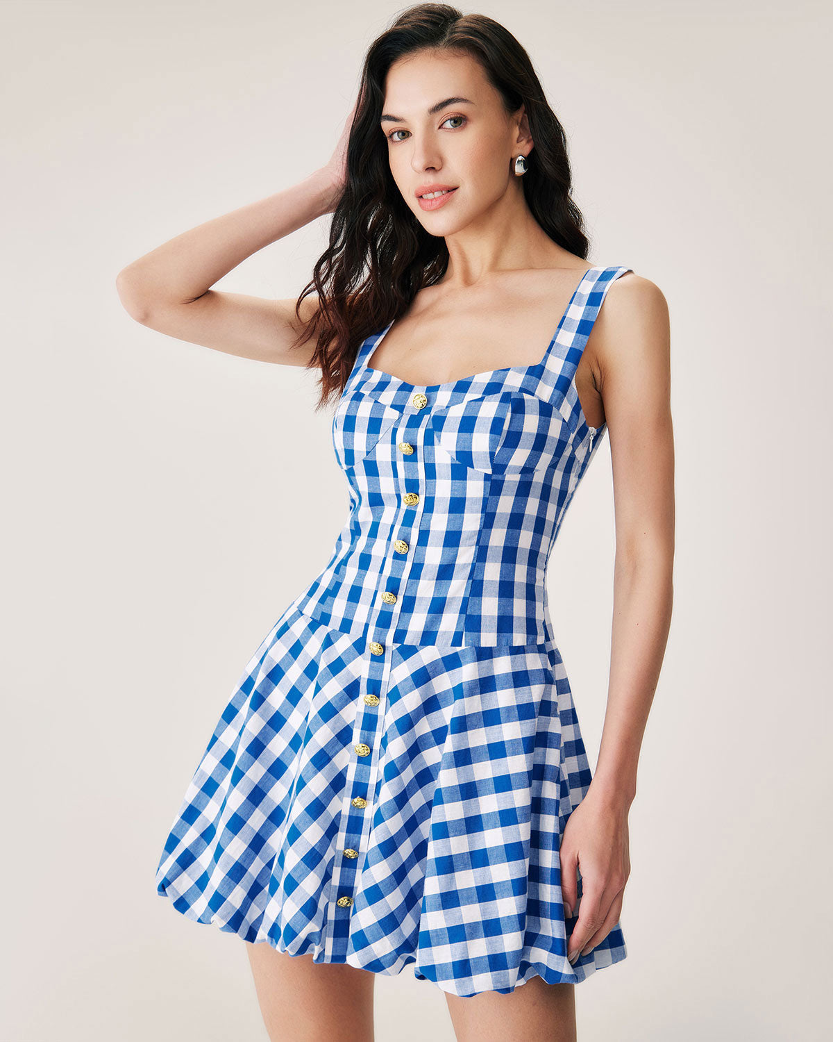Blue Plaid Slip Mini Dress - Threadford