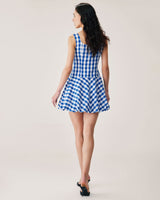 Blue Plaid Slip Mini Dress - Threadford