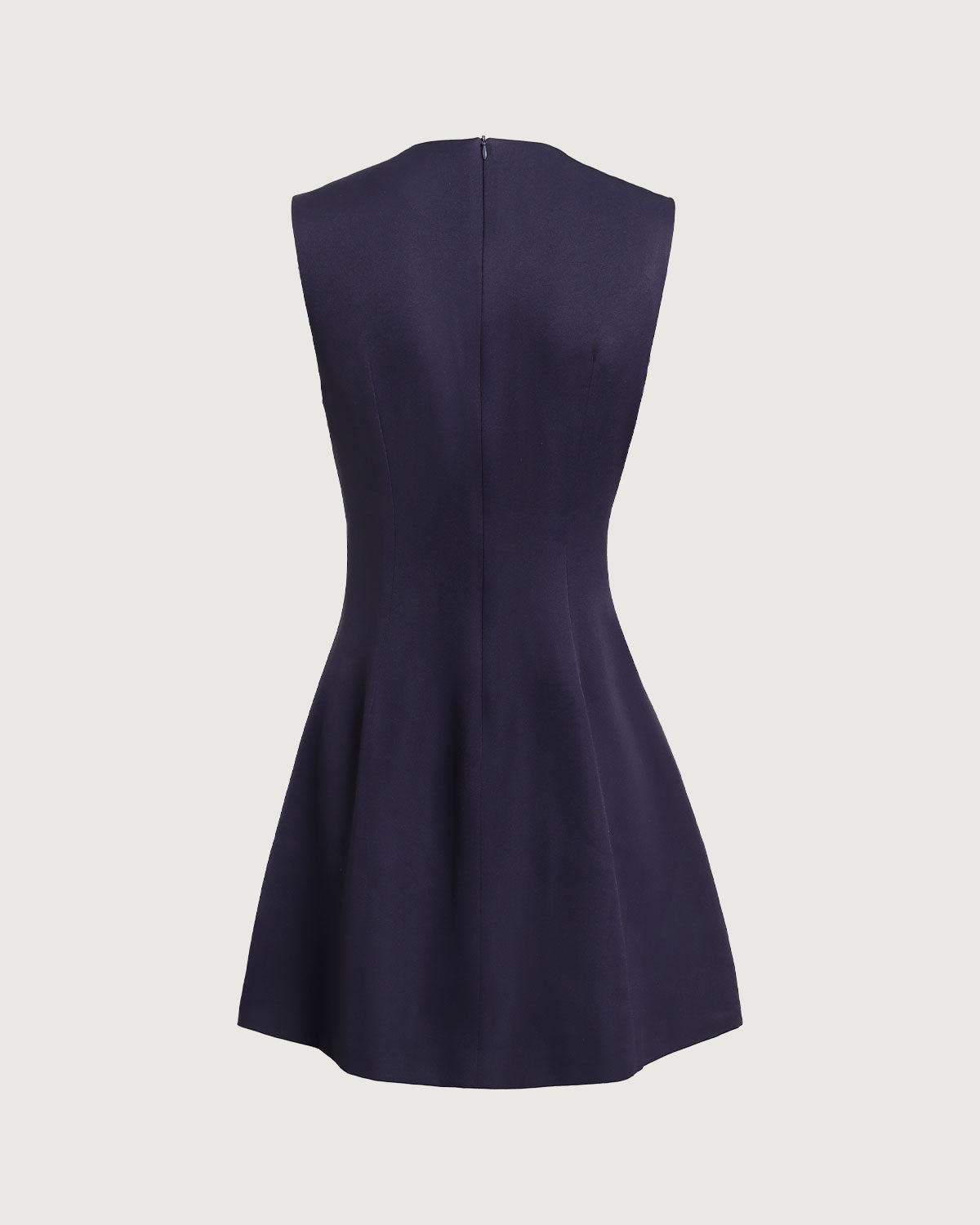 Blue Round Neck Sleeveless A-Line Mini Dress - Threadford