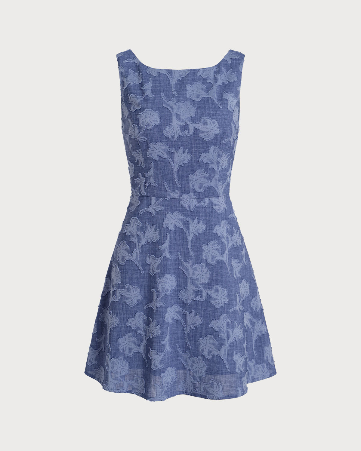 Blue Round Neck Sleeveless Mini Dress - Threadford