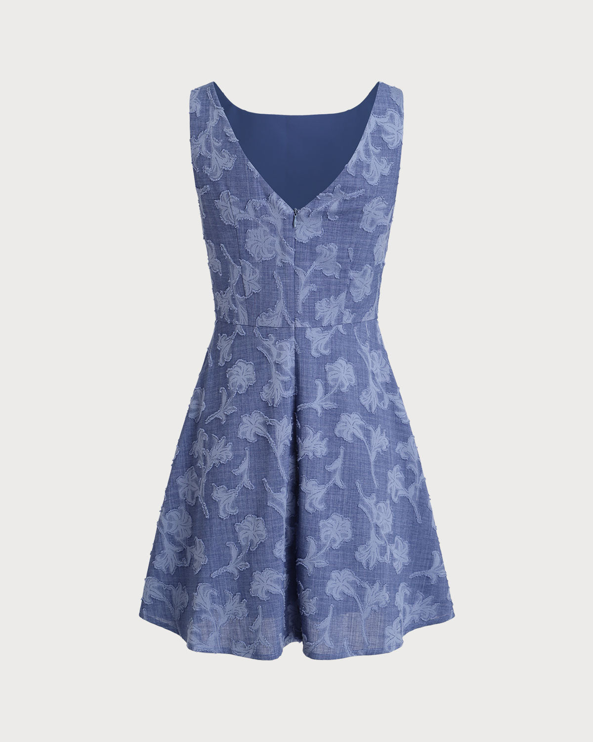 Blue Round Neck Sleeveless Mini Dress - Threadford